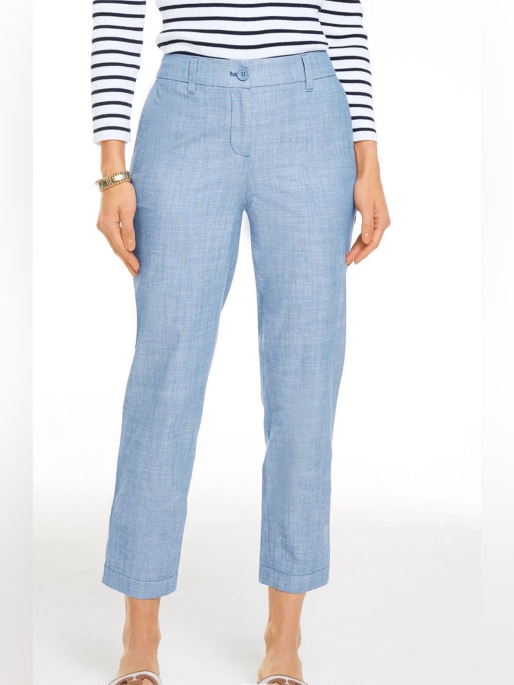 Talbots Blue Chambray Perfect Crop Pants NWT